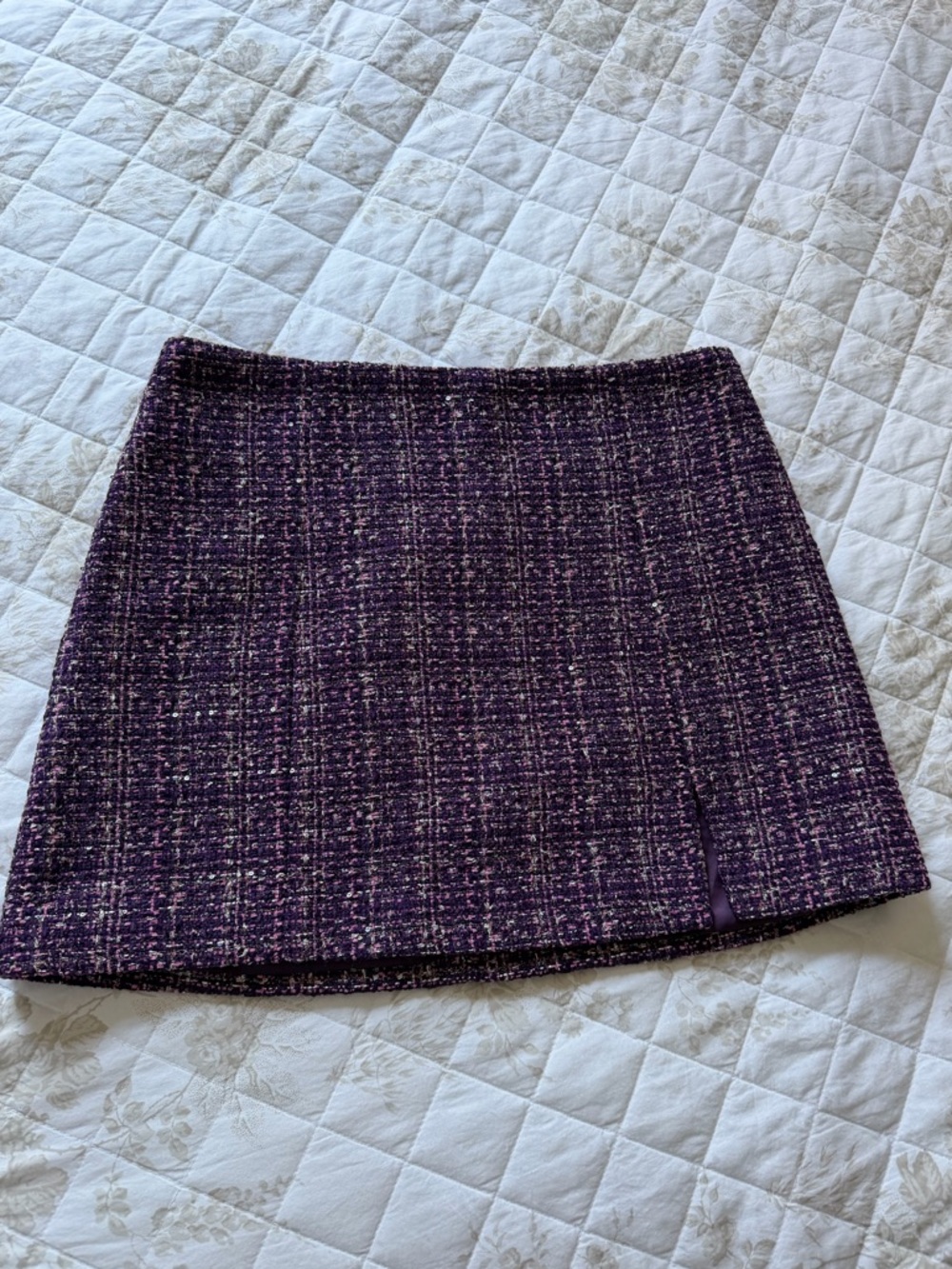 Astr Purple Tweed Mini Skirt